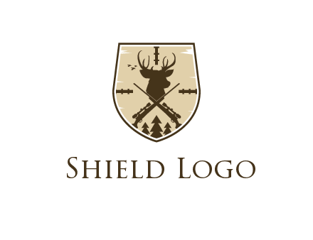 deer head with target and hunting rifles