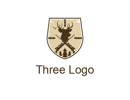 deer head with target and hunting rifles