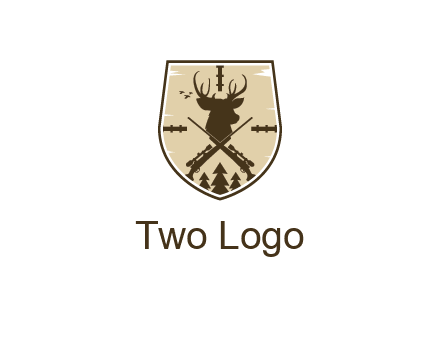 deer head with target and hunting rifles