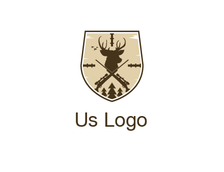 deer head with target and hunting rifles