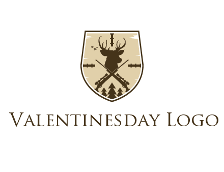deer head with target and hunting rifles