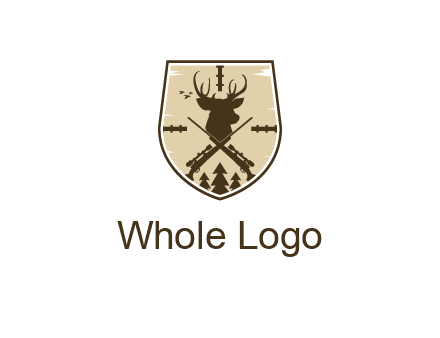 deer head with target and hunting rifles