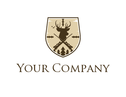 deer head with target and hunting rifles