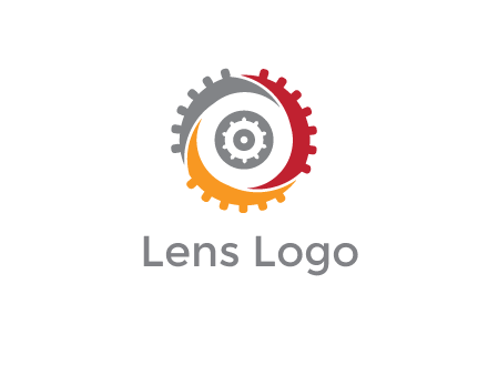 lens with swooshes forming gear