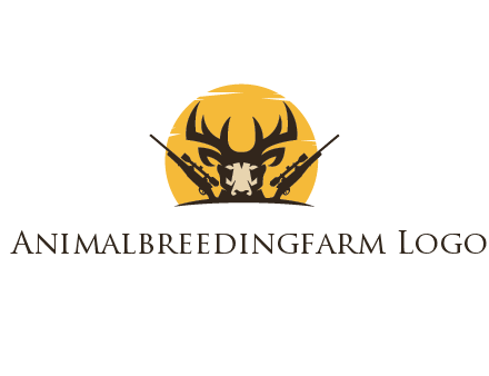 deer face with horn and hunting rifles