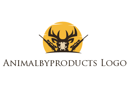 deer face with horn and hunting rifles