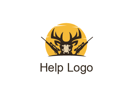 deer face with horn and hunting rifles