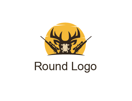 deer face with horn and hunting rifles
