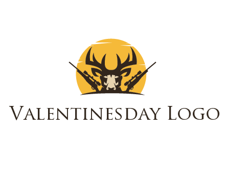deer face with horn and hunting rifles