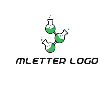 chemical flask with liquid connected to eachother