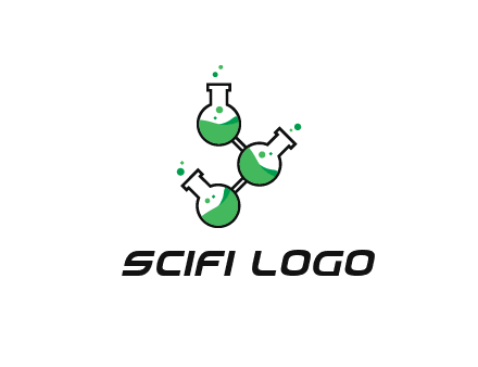 chemical flask with liquid connected to eachother