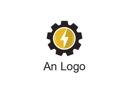 lightning bolt in circle in gear 