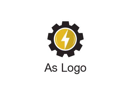 lightning bolt in circle in gear 