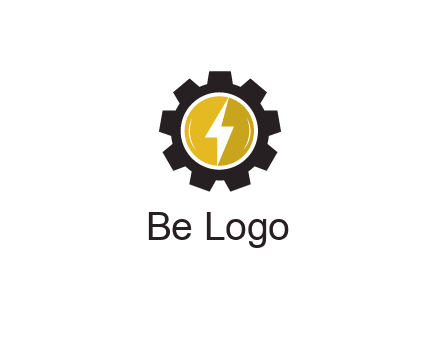 lightning bolt in circle in gear 