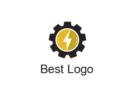 lightning bolt in circle in gear 
