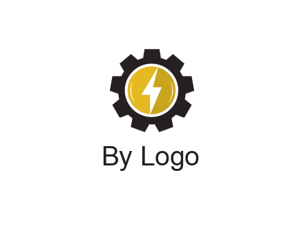 lightning bolt in circle in gear 