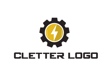 lightning bolt in circle in gear 