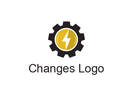 lightning bolt in circle in gear 