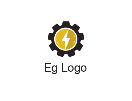 lightning bolt in circle in gear 