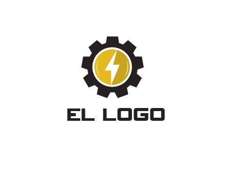 lightning bolt in circle in gear 