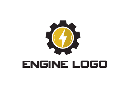 lightning bolt in circle in gear 