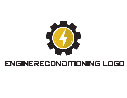 lightning bolt in circle in gear 