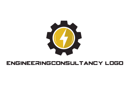 lightning bolt in circle in gear 