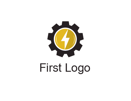lightning bolt in circle in gear 