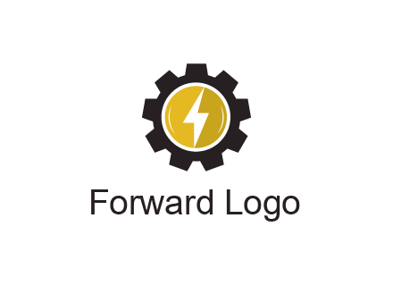 lightning bolt in circle in gear 