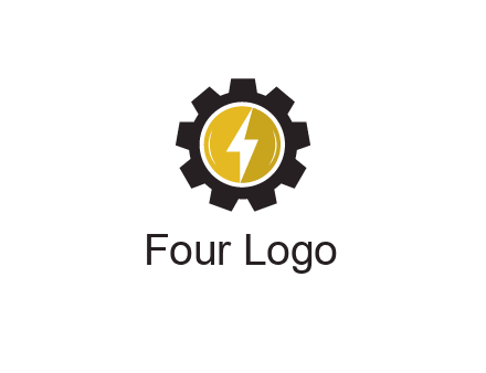 lightning bolt in circle in gear 