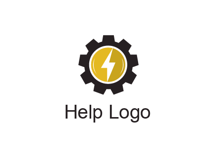 lightning bolt in circle in gear 