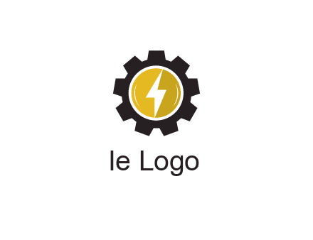 lightning bolt in circle in gear 