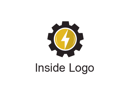 lightning bolt in circle in gear 