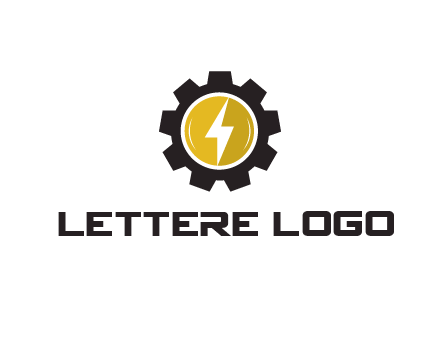 lightning bolt in circle in gear 