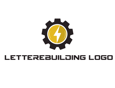 lightning bolt in circle in gear 