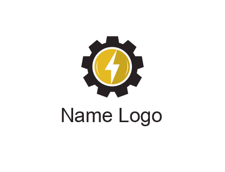 lightning bolt in circle in gear 