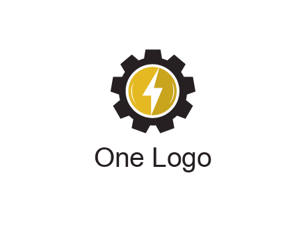 lightning bolt in circle in gear 