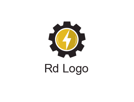 lightning bolt in circle in gear 