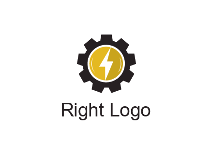 lightning bolt in circle in gear 