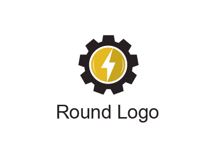 lightning bolt in circle in gear 