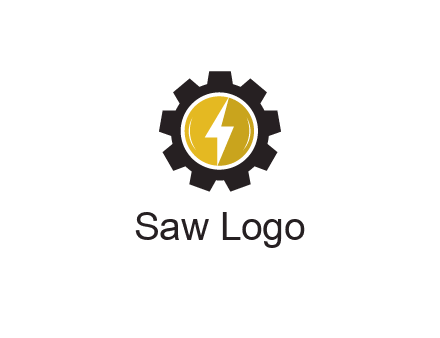 lightning bolt in circle in gear 