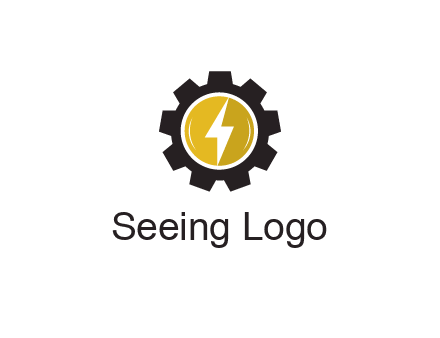 lightning bolt in circle in gear 