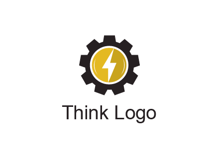 lightning bolt in circle in gear 