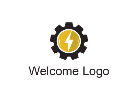 lightning bolt in circle in gear 