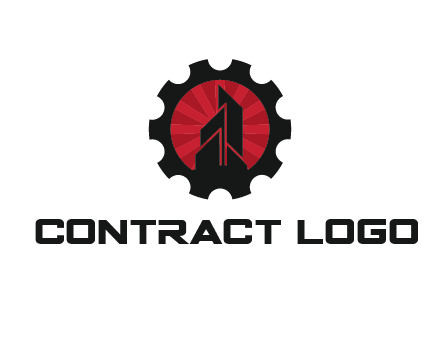 negative spacing skyscraper in circle in gear