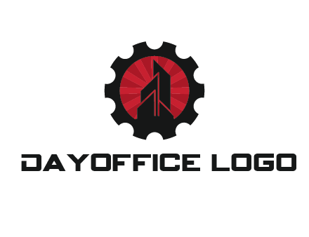 negative spacing skyscraper in circle in gear