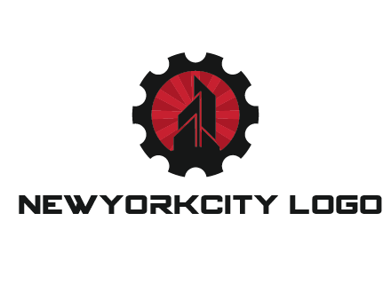 negative spacing skyscraper in circle in gear