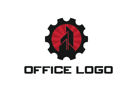 negative spacing skyscraper in circle in gear