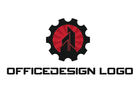 negative spacing skyscraper in circle in gear