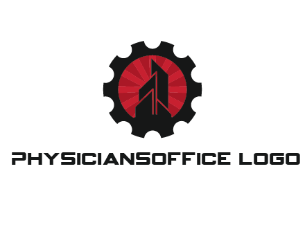 negative spacing skyscraper in circle in gear